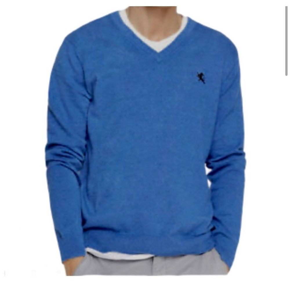 Express Men’s Blue Cotton V-neck Sweater Sz L